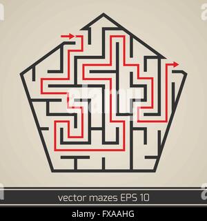 Labyrinth Labyrinth mit Lösung Stock Vektor