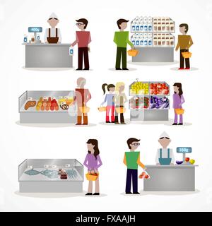 Menschen im Supermarkt Stock Vektor