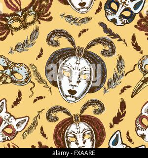 Karneval Masken nahtlose Muster Stock Vektor