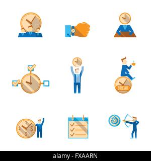 Zeit-Management-Symbole festlegen Stock Vektor