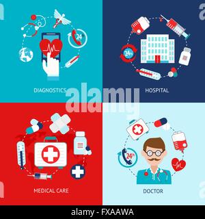 Flache Reihe medizinische Symbole Stock Vektor