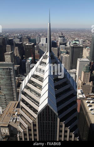 Oben zwei Prudential Plaza Gebäude in Chicago Stockfoto