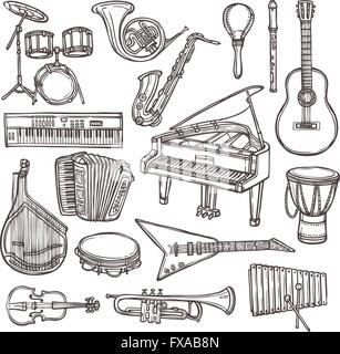 Musikinstrumente-Skizze-Symbol Stock Vektor