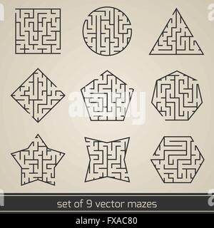 Labyrinth Labyrinth Satz Stock Vektor
