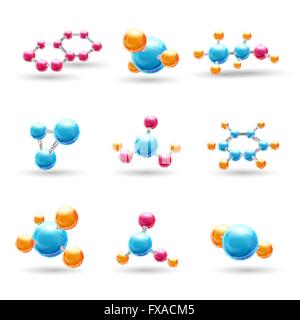 3D chemische Moleküle Stock Vektor