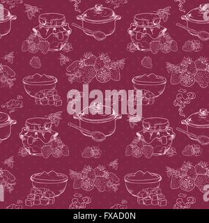 Erdbeermarmelade nahtlose Muster Stock Vektor