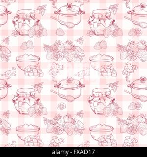 Erdbeermarmelade nahtlose Muster Stock Vektor