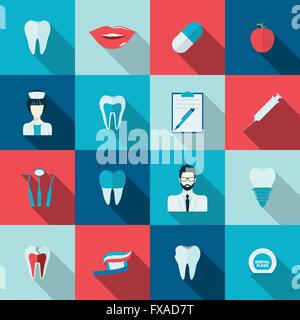Flache Zähne Symbole Stock Vektor