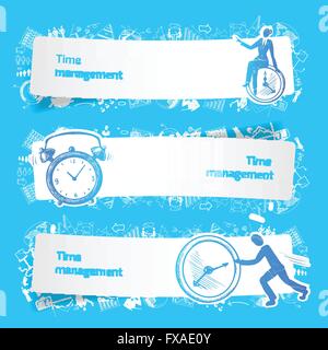 Zeit-Management setzen Banner Skizze Stock Vektor