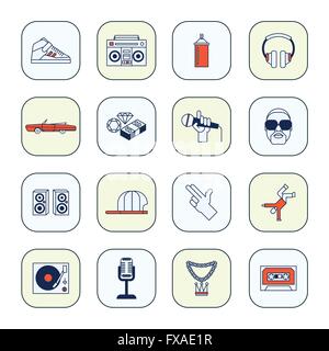 Rap-Musik-Ikonen-set Stock Vektor