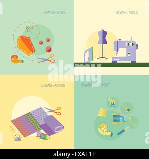 Flache Unterhaltungsausstattung Nähen Stock Vektor