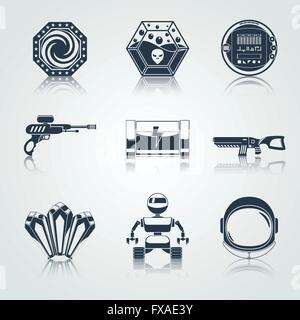 Raum Spielsymbole schwarz Stock Vektor