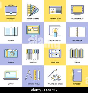 Flache Linie Symbole entwerfen Stock Vektor