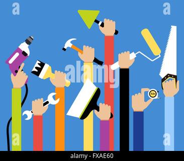 Händen Reparatur-tools Stock Vektor