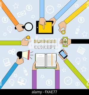 Geschäftliche Händen flache Linie Stock Vektor