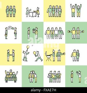 Freunde-Symbole flache Linie Stock Vektor