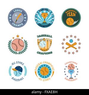 Baseball-Etiketten Symbole Farb-set Stock Vektor