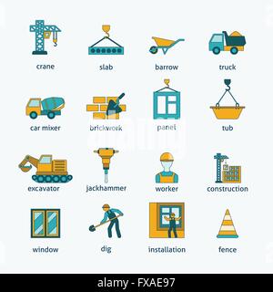 Flache Linie Baukasten Symbole Stock Vektor