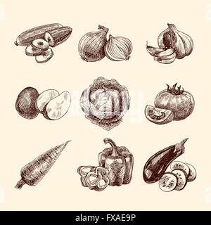 Gemüse skizzieren Satz Stock Vektor