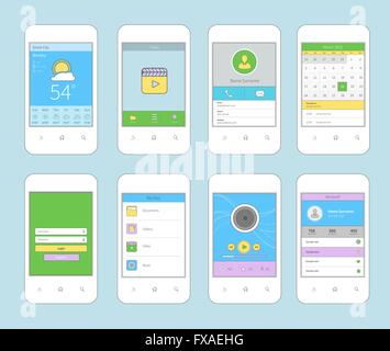 Mobile Ui Design flache Linie Stock Vektor
