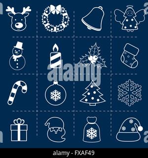 Weihnachts-Icons set Gliederung Stock Vektor