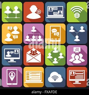 Kommunikation-Icons set weiß Stock Vektor