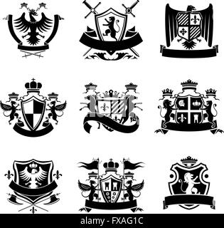 Heraldische Embleme schwarz Stock Vektor