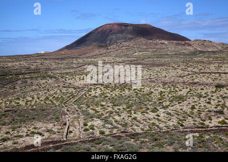 Karge Landschaft und vulkanischen Berg Arena in Villaverde, Fuerteventura, Kanarische Inseln, Spanien Stockfoto
