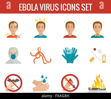 Ebola-Virus Symbole flach Stock Vektor
