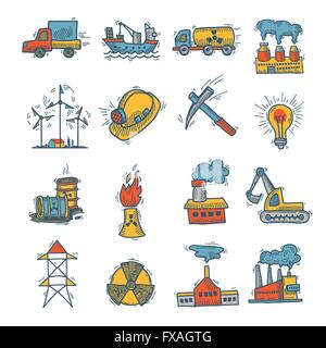 Industrielle Skizze-Icon-set Stock Vektor