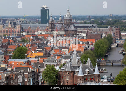 Blick über Chinatown, ehemalige wiegen Haus De Waag vor, Amsterdam, Holland, Niederlande Stockfoto