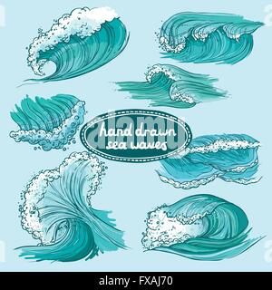 Legen Sie farbige Symbole "Wellenlinien" Stock Vektor