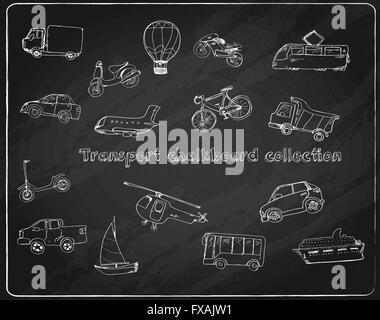 Transport von Doodle Set Tafel Stock Vektor