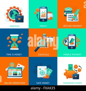 Bank Icons set Stock Vektor