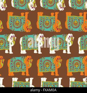 Indien Elefanten nahtlose Muster Stock Vektor