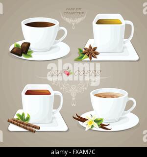 Tee und Kaffee-Tassen-set Stock Vektor