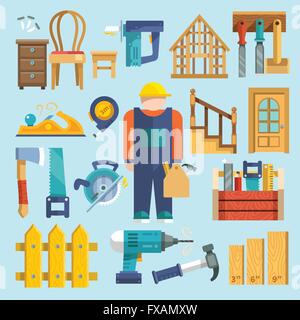 Zimmerei-Symbol flach Stock Vektor