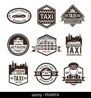 Taxi-schwarze Beschriftung-Set Stock Vektor