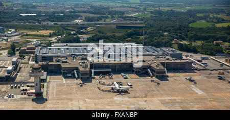 Luftaufnahme, LEGE, Girona-Costa Brava Airport, Flughafen, Terminal, Flughafen Gerona, Flughafen Girona, Vilobí d'Onyar, Stockfoto