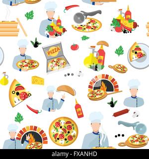 Pizza Maker nahtlose Muster Stock Vektor