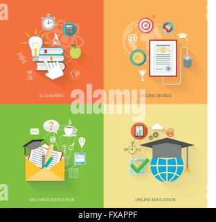 Online-Bildung-Symbole Stock Vektor
