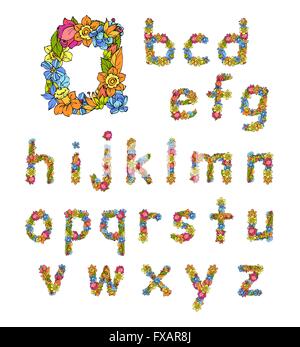 Blumen kleine Buchstaben farbig Stock Vektor