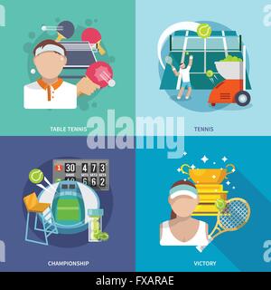 Tennis-flach-set Stock Vektor
