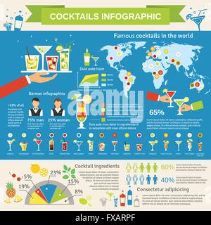 Cocktails-Verbrauch-Infografik-Präsentation Stock Vektor