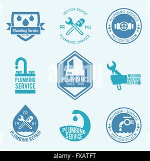 Sanitär-Etiketten Icons set Stock Vektor