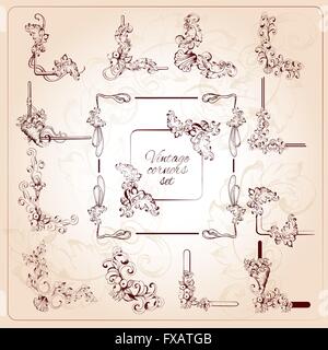Vintage Ecken Set Stock Vektor
