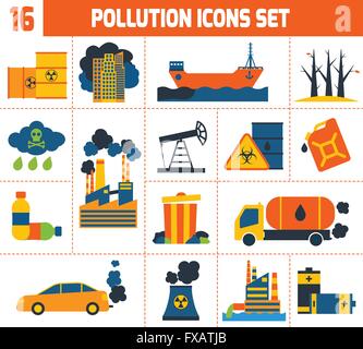 Umweltverschmutzung Icons Set Stock Vektor