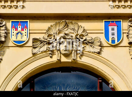 Prag, Tschechische Republik. Obecni Dum / Gemeindehaus (1912 - renovierte der 1990er Jahre) Jugendstil-Gebäude in Namesti Republiky... Stockfoto