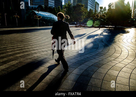 Silhouette im Geschäftsviertel in Isle of Dogs in London, England, United Kingdom Stockfoto