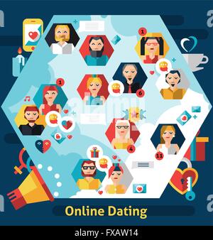 Online-Dating Konzept Stock Vektor
